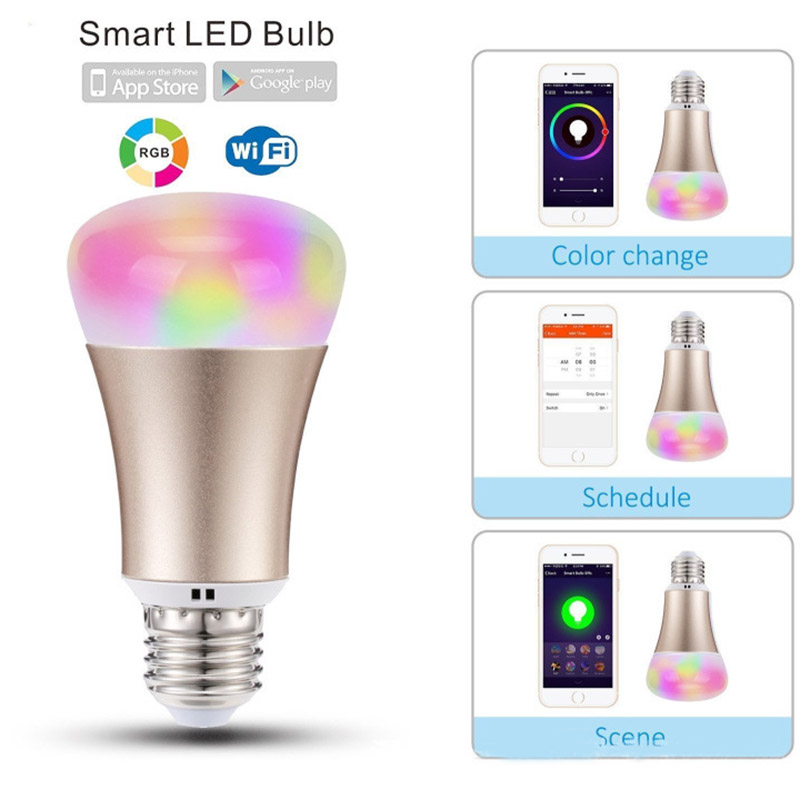 E27 7W RGBW APP Remote WiFi Smart Controlled LED Bulb, Work With Alexa &  Google Assistant, Dimmable Color LED Light Bulb